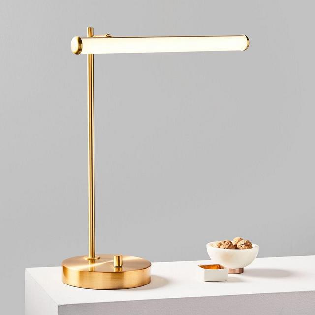 Light Rods LED Table Lamp, Milk, Antique Brass