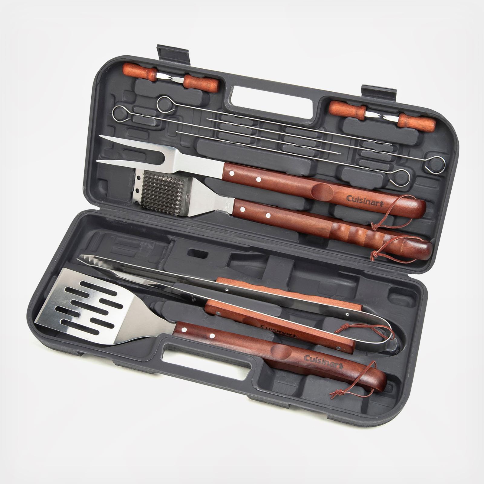 Luxury Stainless Steel Rosewood Grill Tool Set (3-Piece)