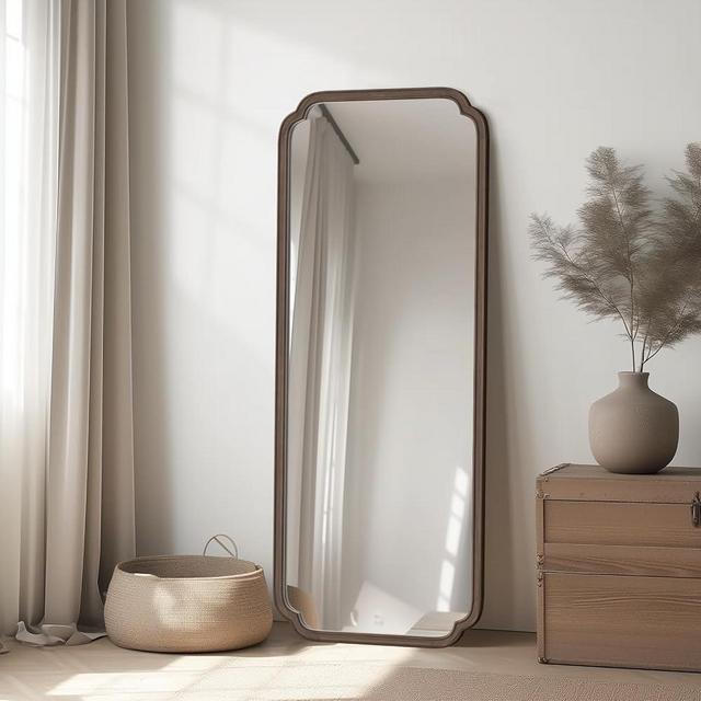 WallBeyond Full Length Mirror Wall Mounted 55"x22", Rustic Wooden Frame Floor Mirror, Large Full Body Mirror for Bedroom, Leaning or Hanging Against Wall (Walnut Solid Wood)