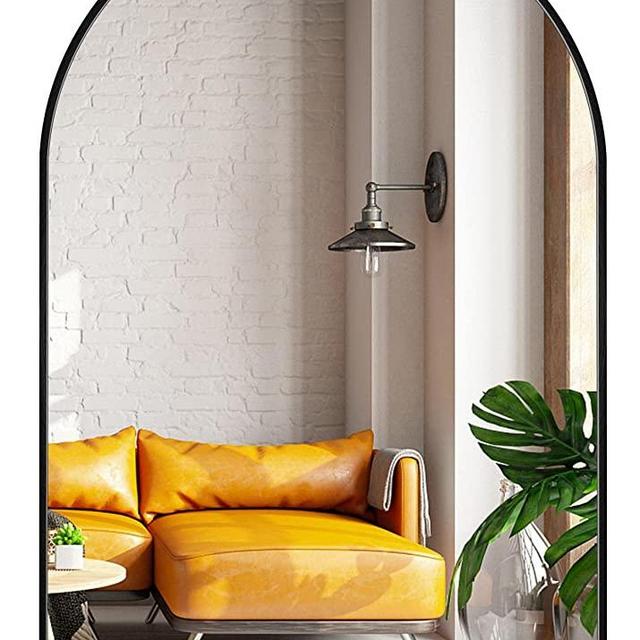 MYlovelylands Arched Mirror 24”x 36”Black Arch Wall Decor Mirror Brushed Metal Frame for Bathroom LivingRoom Bedroom Entryway