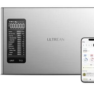Ultrean - Smart Kitchen Scale - Nutritional Calculator, App Calorie Tracker, AI Analysis, Stainless Steel, 22lb Capacity - Silver
