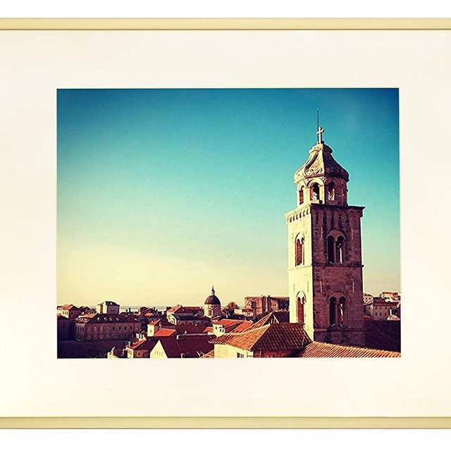 Golden State Art, Metal Wall Photo Frame Collection, Aluminum Photo Frame with Ivory Color Mat for Picture & Real Glass (Gold, 11x14 Frame)