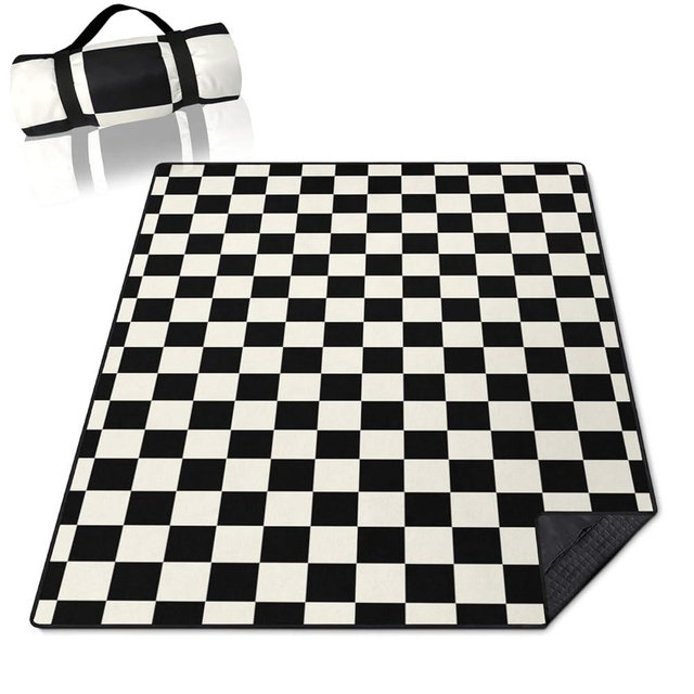 Checkered Blankets Waterproof Foldable,60’‘x80'' Portable Dual Layers Outdoor Travel Camping Backpacking Hiking Beach Blanket Mat for Grass Padded Lawn Park Beach,Checkered Picnic Accessories