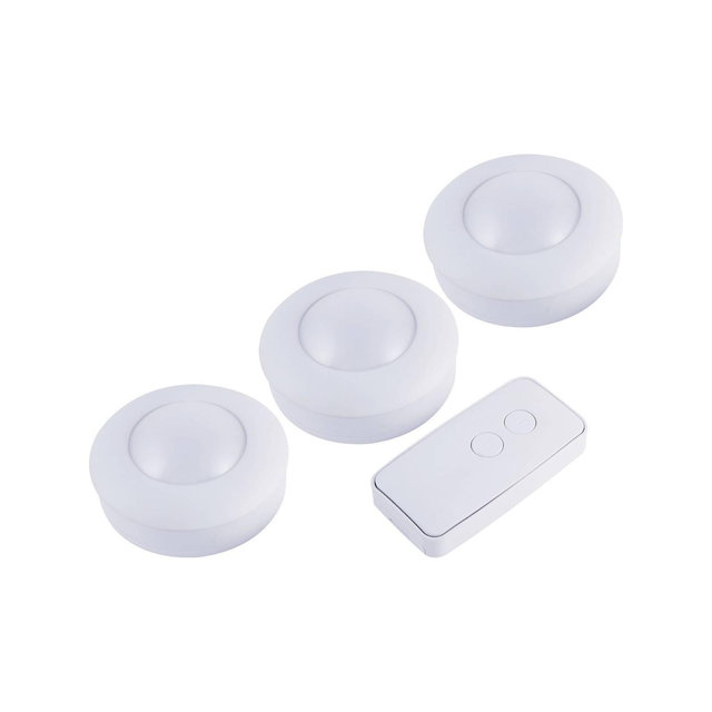 Energizer 3pk LED Puck Cabinet Lights Wireless with Remote White