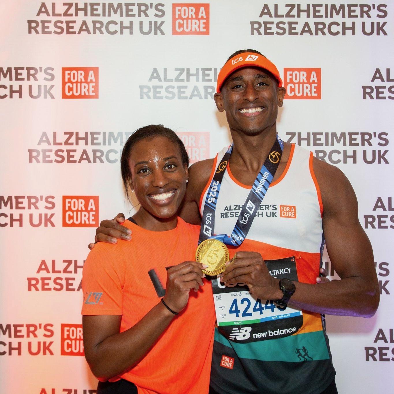 Celebrating Austin's London Marathon victory in 2025.