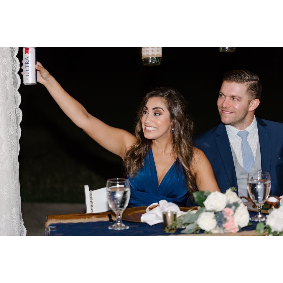 Cheers to you for all your support and love we receive from you as we continue this journey of life as husband & wife!