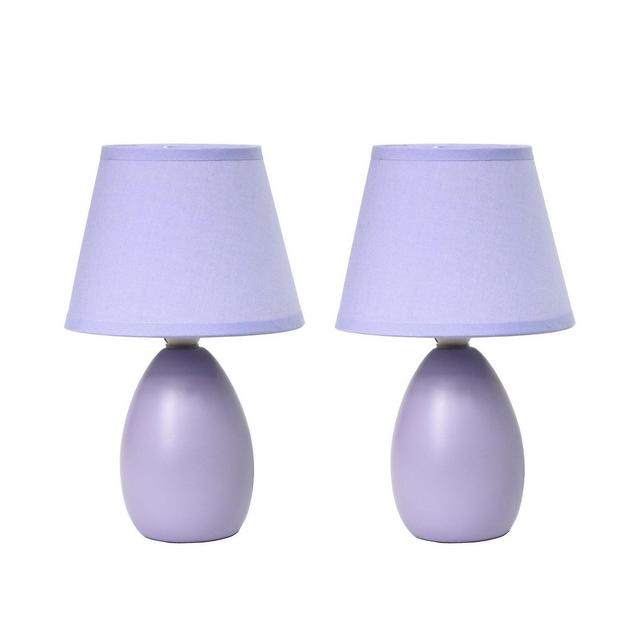 Simple Designs Mini Egg Oval Ceramic Table Lamp 2 Pack Set
