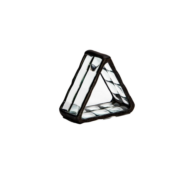GLASS TRIANGLE NAPKIN RING WITH BLACK EDGES