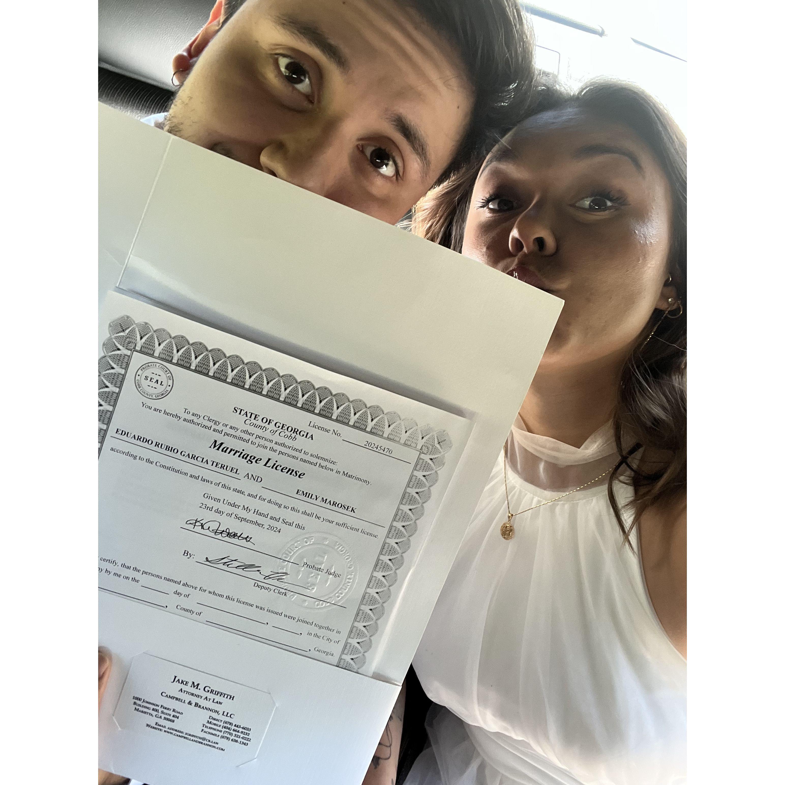 Got the marriage license!