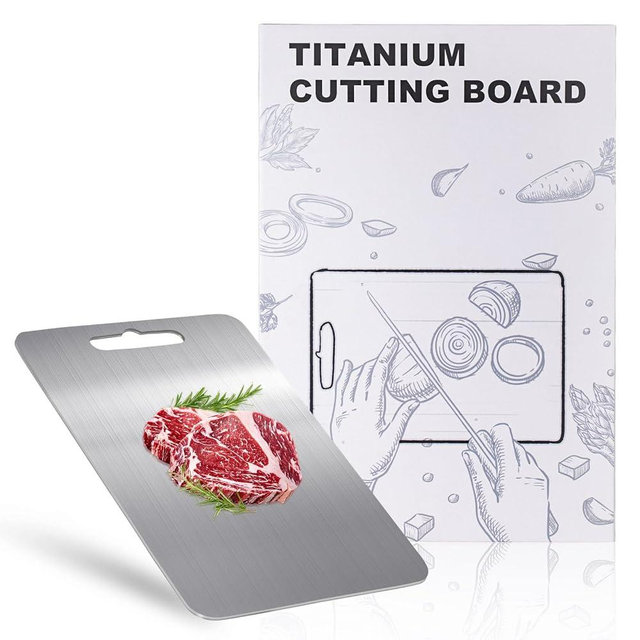 100% Titanium Cutting Board for Kitchen - Dishwasher Safe Chopping Boards with Handle, Reversible Charcuterie Board for Home Counter Outdoor Camping Housewarming Gifts for Women (13.3 x 9)