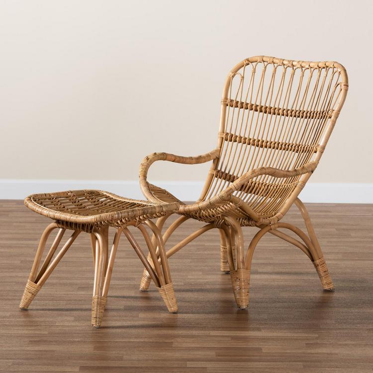 Rattan chair 2024 and footstool