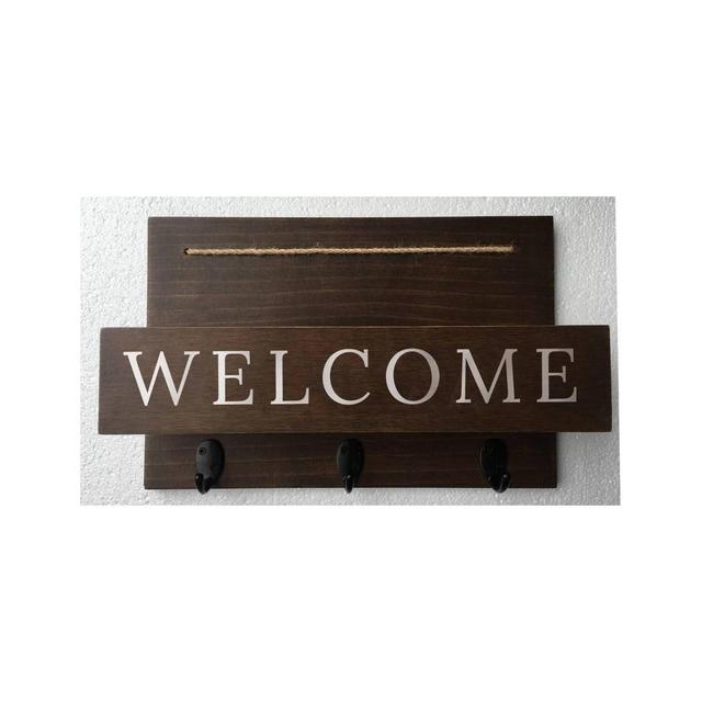 15" x 10" Wood Welcome Mail Station Walnut - Threshold™