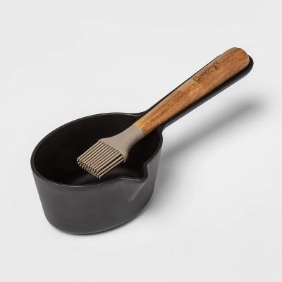 Cravings by Chrissy Teigen Cast Iron Sauce Pot with Acacia Wood Brush
