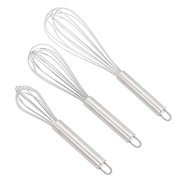 AmazonCommercial Stainless Steel Whisk Set, 8", 10", and 12", Pack of 3