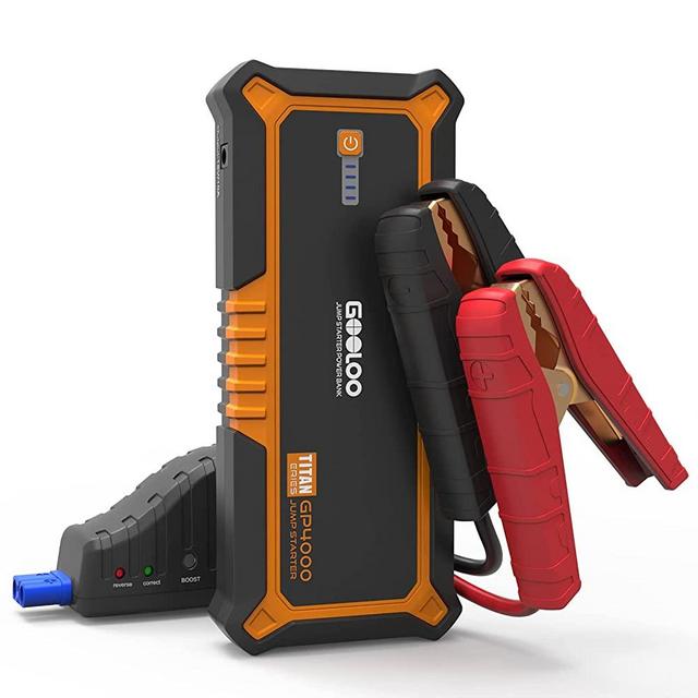 GOOLOO 4000A Peak SuperSafe Car Jump Starter (All Gas, up to 10.0L Diesel Engine) 12V Auto Battery Jumper Booster with USB Quick Charge and Type C Port, Portable Power Pack for Trucks, SUVs, Orange
