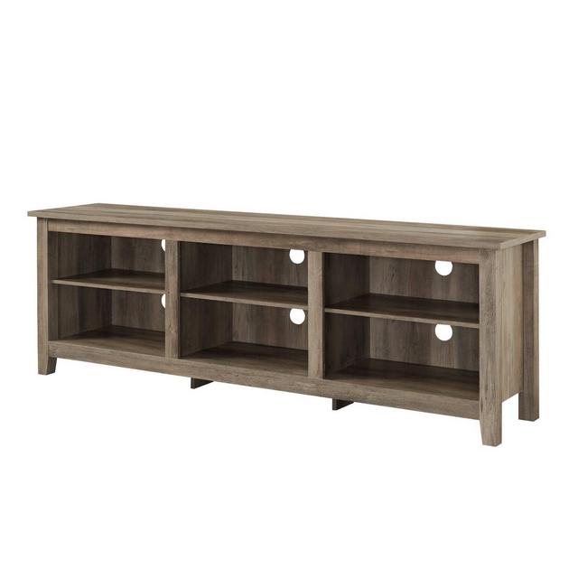 Wood Media Storage Console TV Stand for TVs up to 80" Gray Wash - Saracina Home