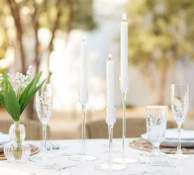 Monique Lhuillier Avril Etched Glass Taper - Set Of 3 Candle Stick Holders