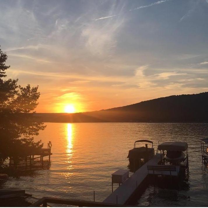 A beautiful view of a Keuka Lake sunset from the Patterson family's cottage