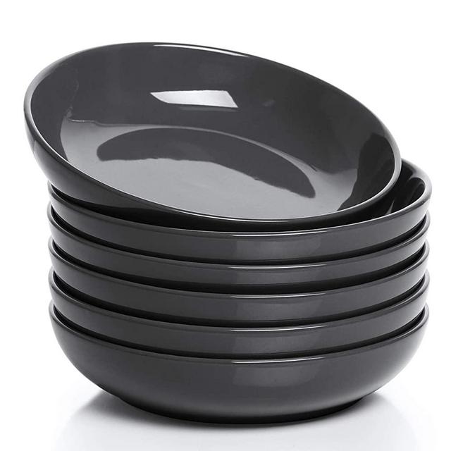 Sweese 112.613 Porcelain Salad Pasta Bowls - 22 Ounce - Set of 6, Grey