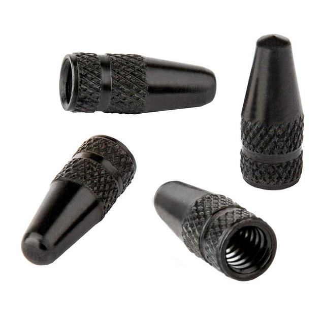 Bike Bits Presta Valve Caps - Anodized Aluminum - Use On Presta/French Valves - Designs: Bullet, Rocket, Hamburger, Pocket Rocket (4 Pack)