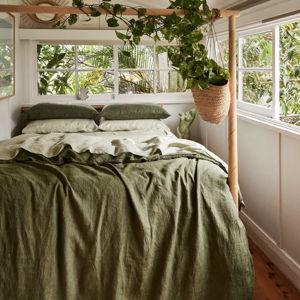 Olive Stripe & Sage Bedding Bundle (Size: Queen)