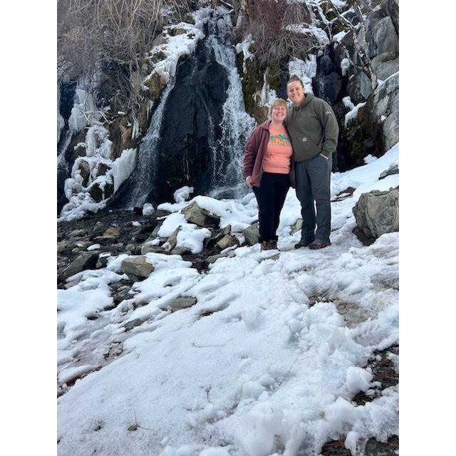 Snowy hike up Kings Waterfall in Carson City, NV