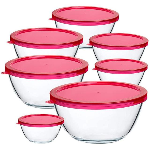 UMI UMIZILI Set of 12 Pink Glass Food Storage Containers, Meal