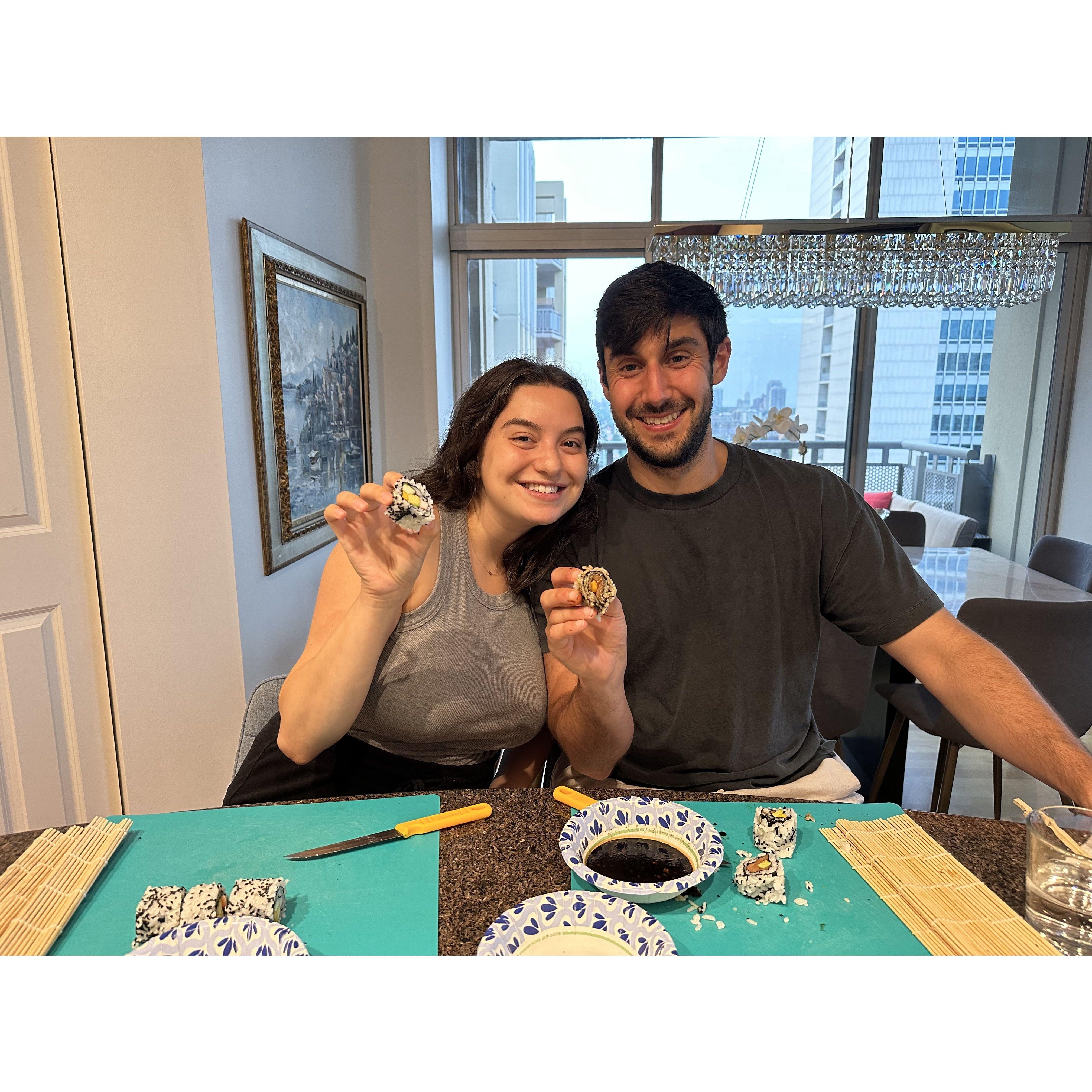 Jake surprised Molly with a sushi making class at home!