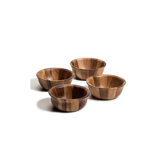 Kalmar Home Solid Acacia Wood Individual Salad Bowl Set of 4