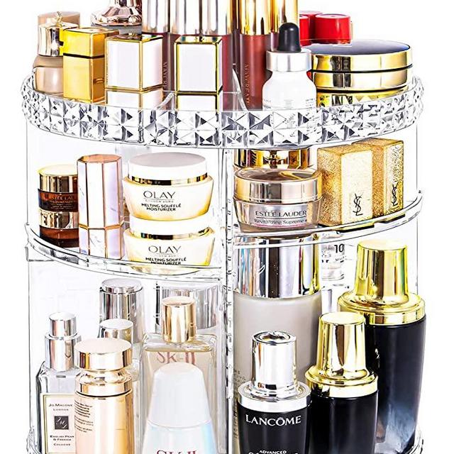 Kingtaily Rotating Makeup Organizer Spinning Makeup Organizer for Vanity, 360 Rotation with 6 Adjustable Layers, Large Capacity Vanity Organizer Skin-care Organizers Clear Perfume Organizer