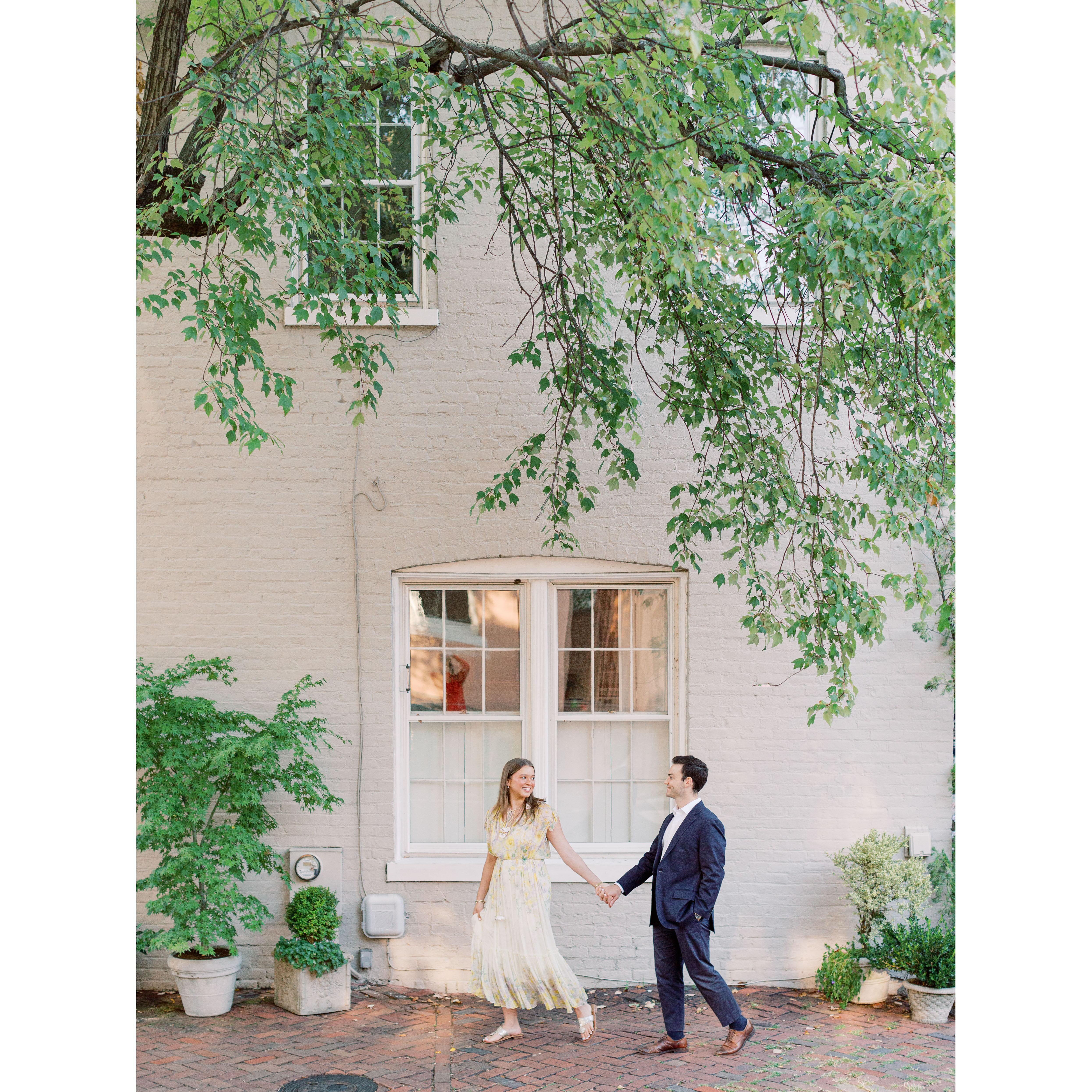 Engagement photo by Molly Lichten, Old Town, Alexandria, August 2024