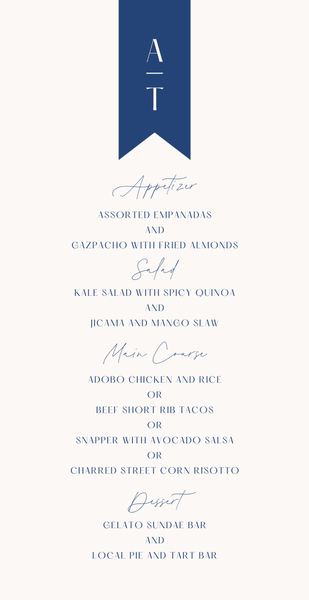 Raven | Light Navy | Zola Wedding Menus