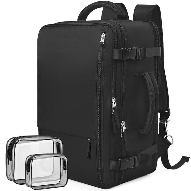 Rinlist Carry-on Backpack for Men Women, Travel Backpack Flight Approved, Personal Item Backpack Bag on Airplanes, Black Backpacks for Traveling, Travel Essentials Must Haves