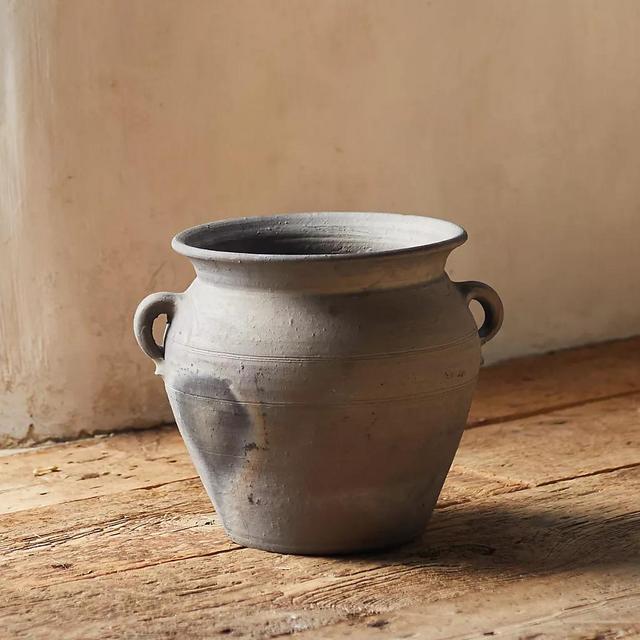Fired Black Terracotta Planter, Amphora