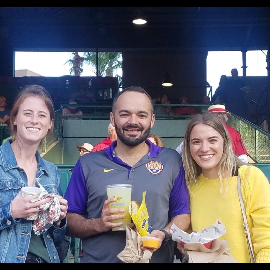 One of our very first times hanging out—at an Anaheim Angels game with coworkers