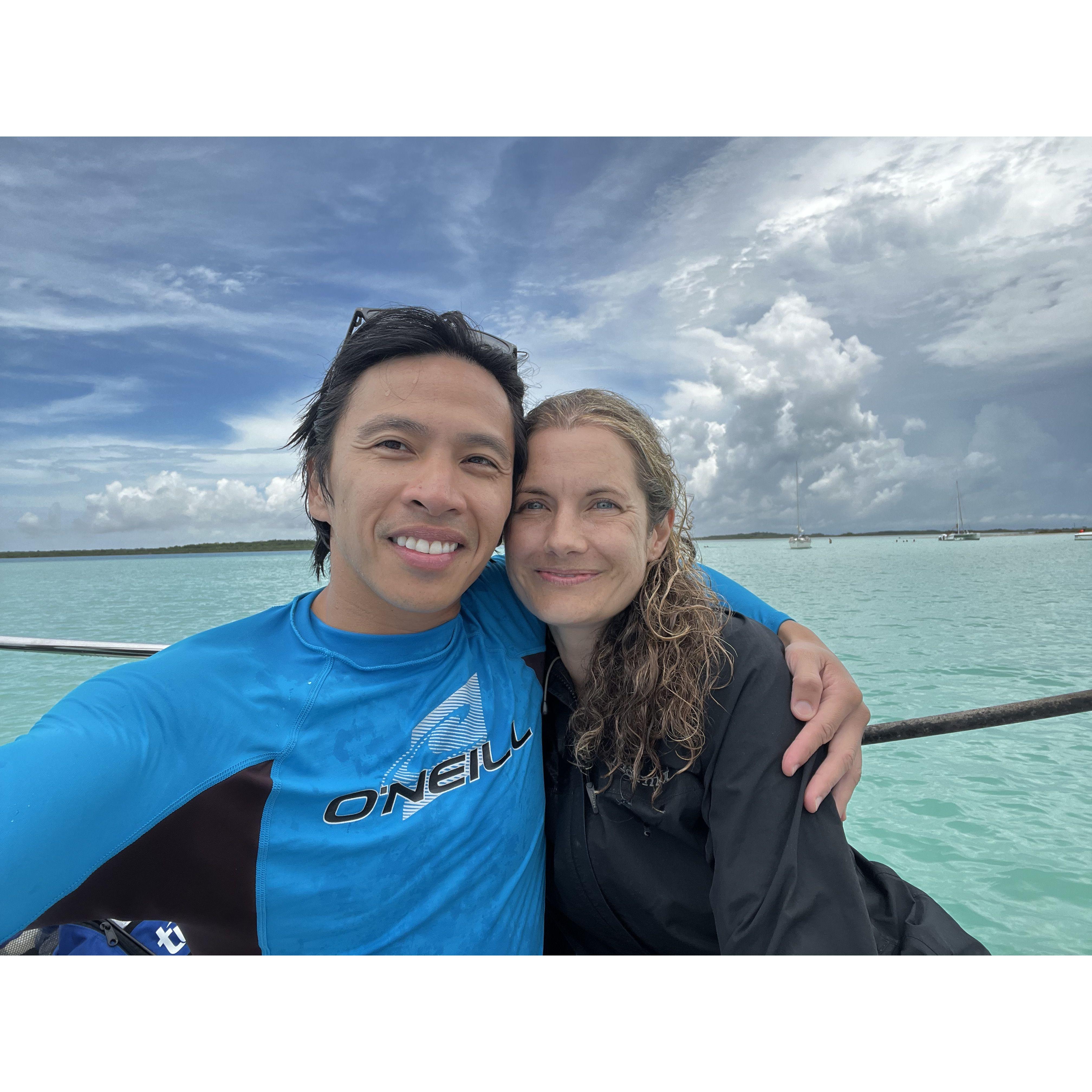 Sailing in Bacalar Mexico.