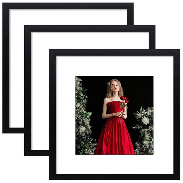 VNVNK 20x20 Frame Black, 20x20 Picture Frame Without Mat Or 18x18 with Mat, Solid Wood Poster Frames for Wall Display Set of 3