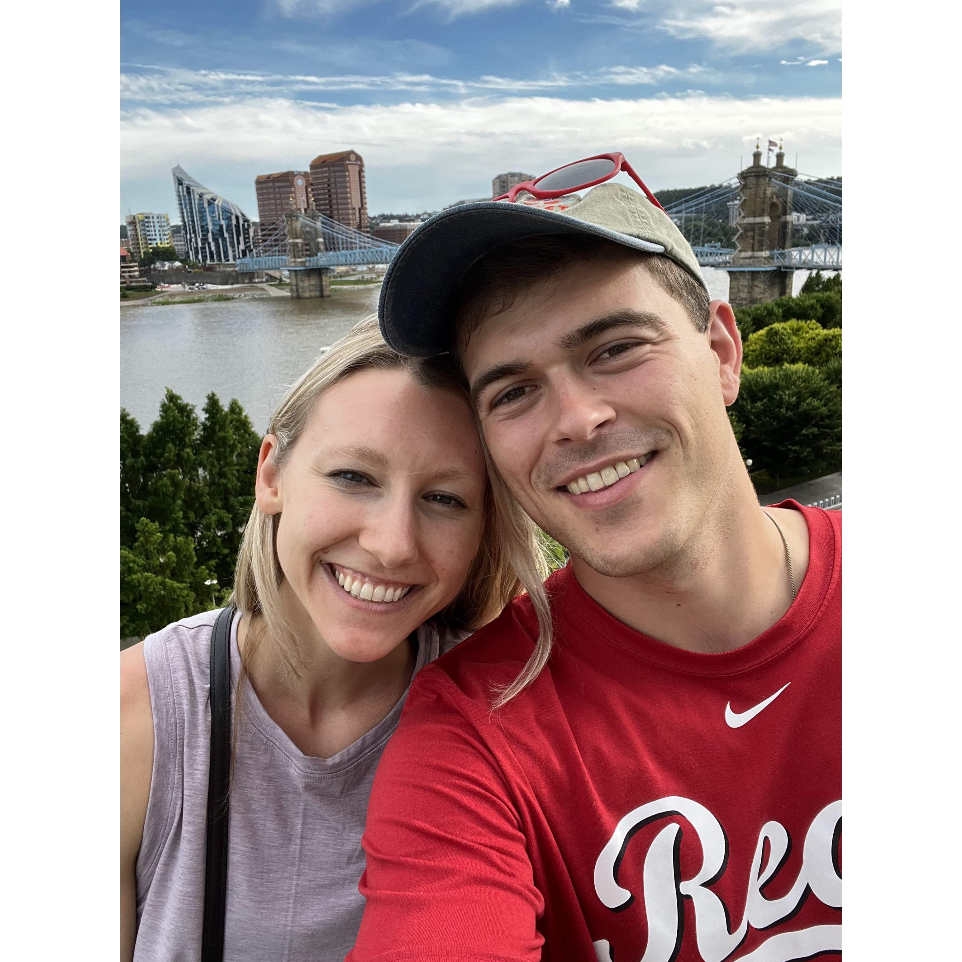 Enjoying the Cincinnati skyline from Great American Ballpark