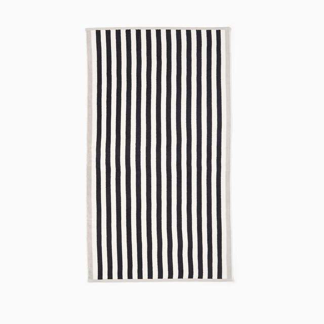 Biarritz Striped Beach Towel, 40" x70", Black