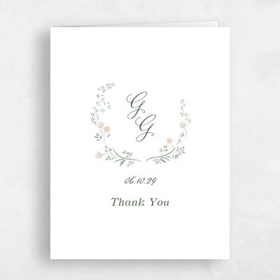 Peach, White Wedding Thank You - Margot Portrait