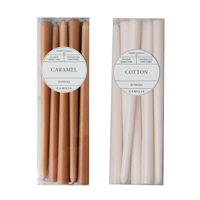 Tapered candlesticks in 'Cotton' / pack of 10, 12'',