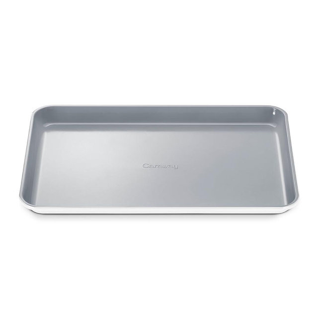 Caraway Non-Stick Ceramic Baking Sheet - Naturally Slick Ceramic Coating - Non-Toxic, PTFE & PFOA Free - Perfect for Baking, Roasting, and More - Medium - White