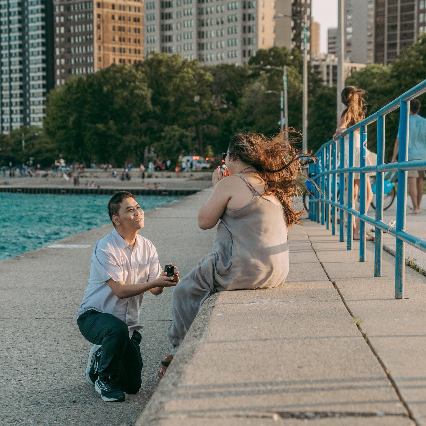 Popping the question in Chicago and completely surprised Jess. Masked it as a birthday trip.