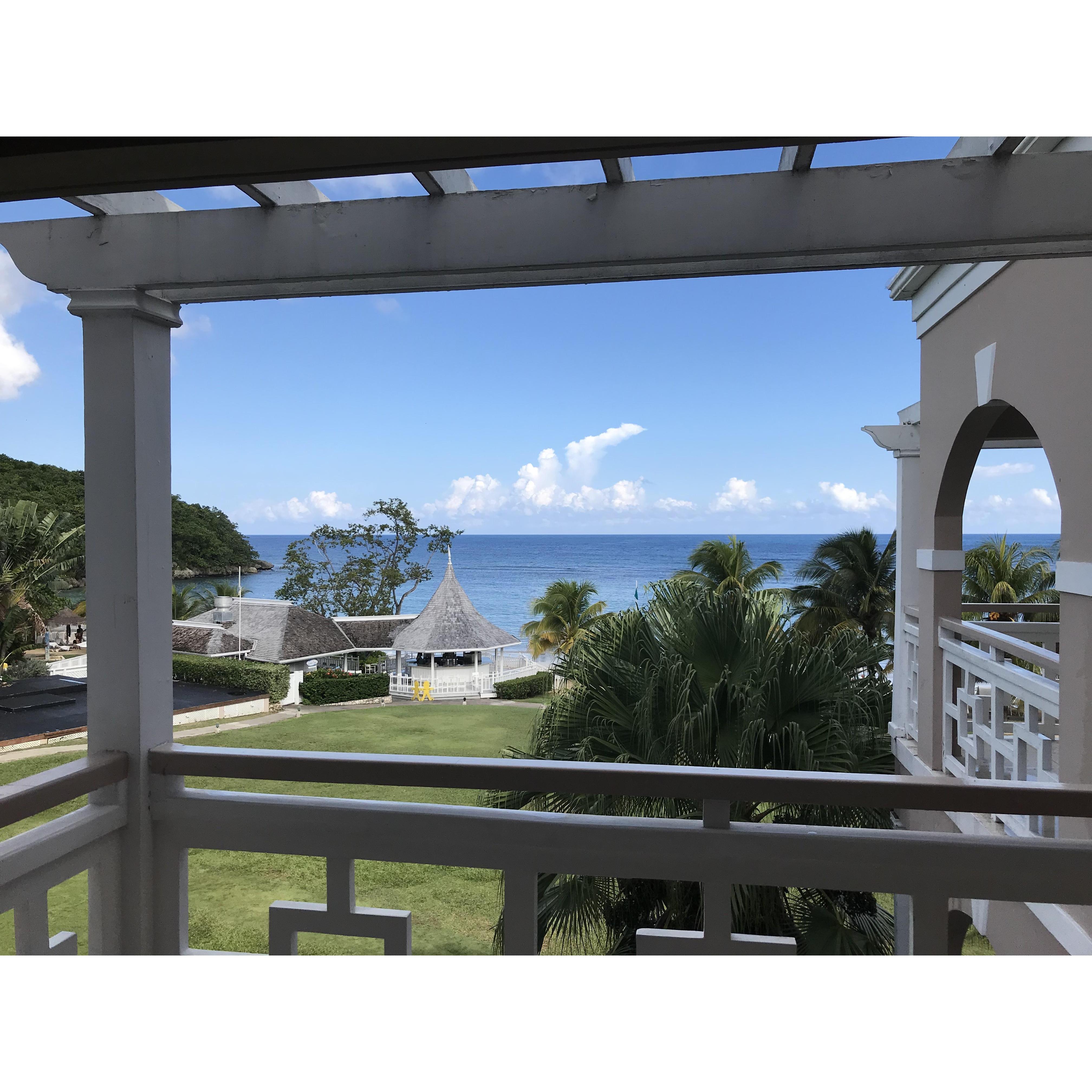 The view from our room at Couples Sans Souci (means without a care or carefree).