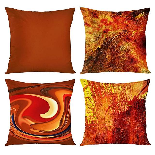 Emvency Set of 4 Throw Pillow Covers Burnt Orange Abstract Red 20 Tan Funky Watercolor Grunge Monochrome Decorative Pillow Cases Accent Couch Home Decor Square 20x20 Inches Pillowcases
