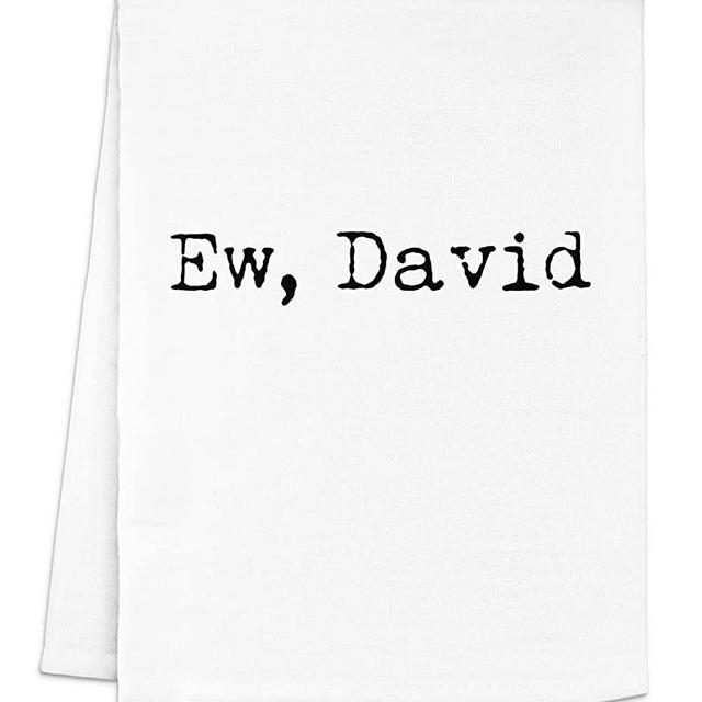 Funny Dish Towel, Ew, David Flour Sack Kitchen Towel, Sweet Housewarming Gift, Farmhouse Kitchen Decor, White or Gray (White)