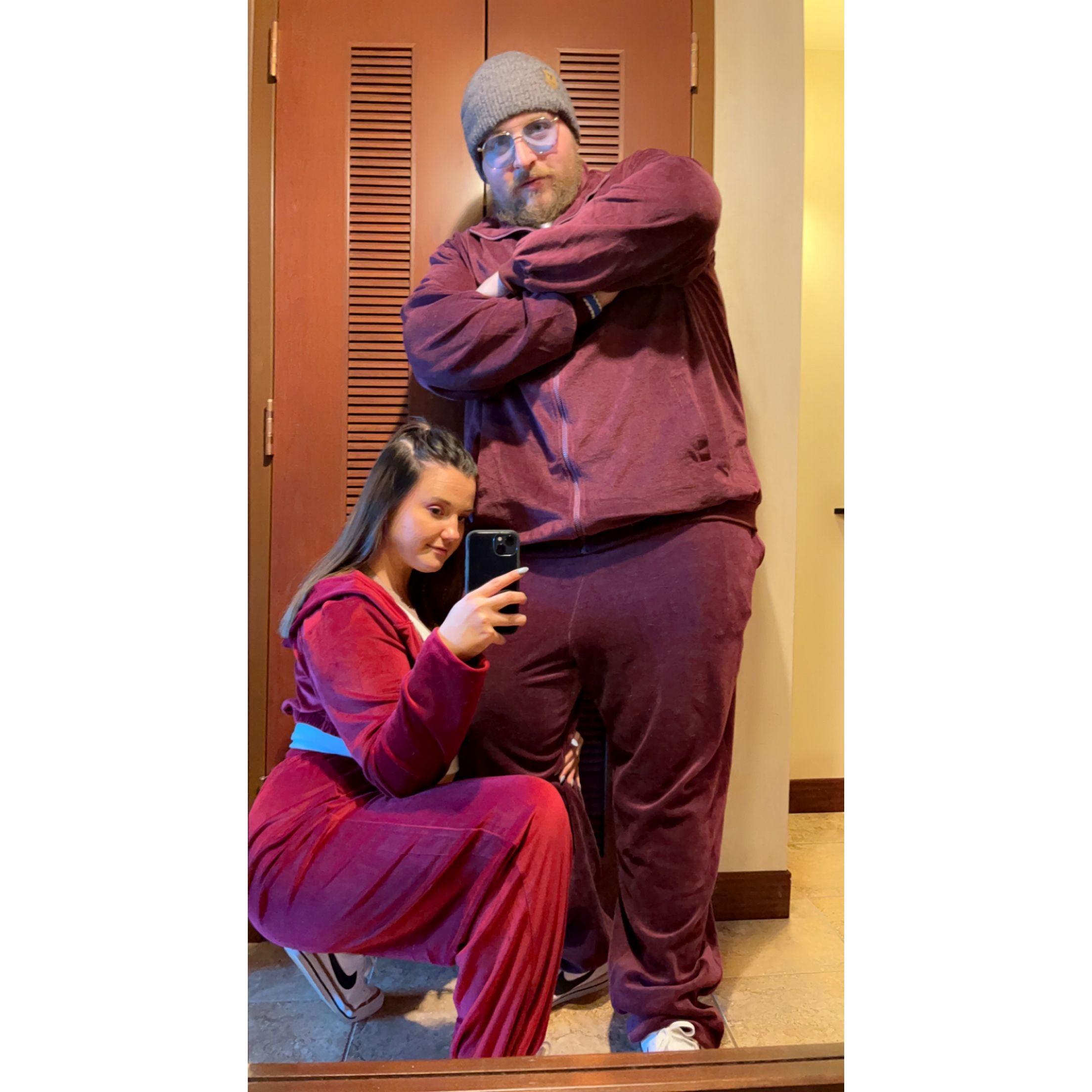 All velvet matching outfits!