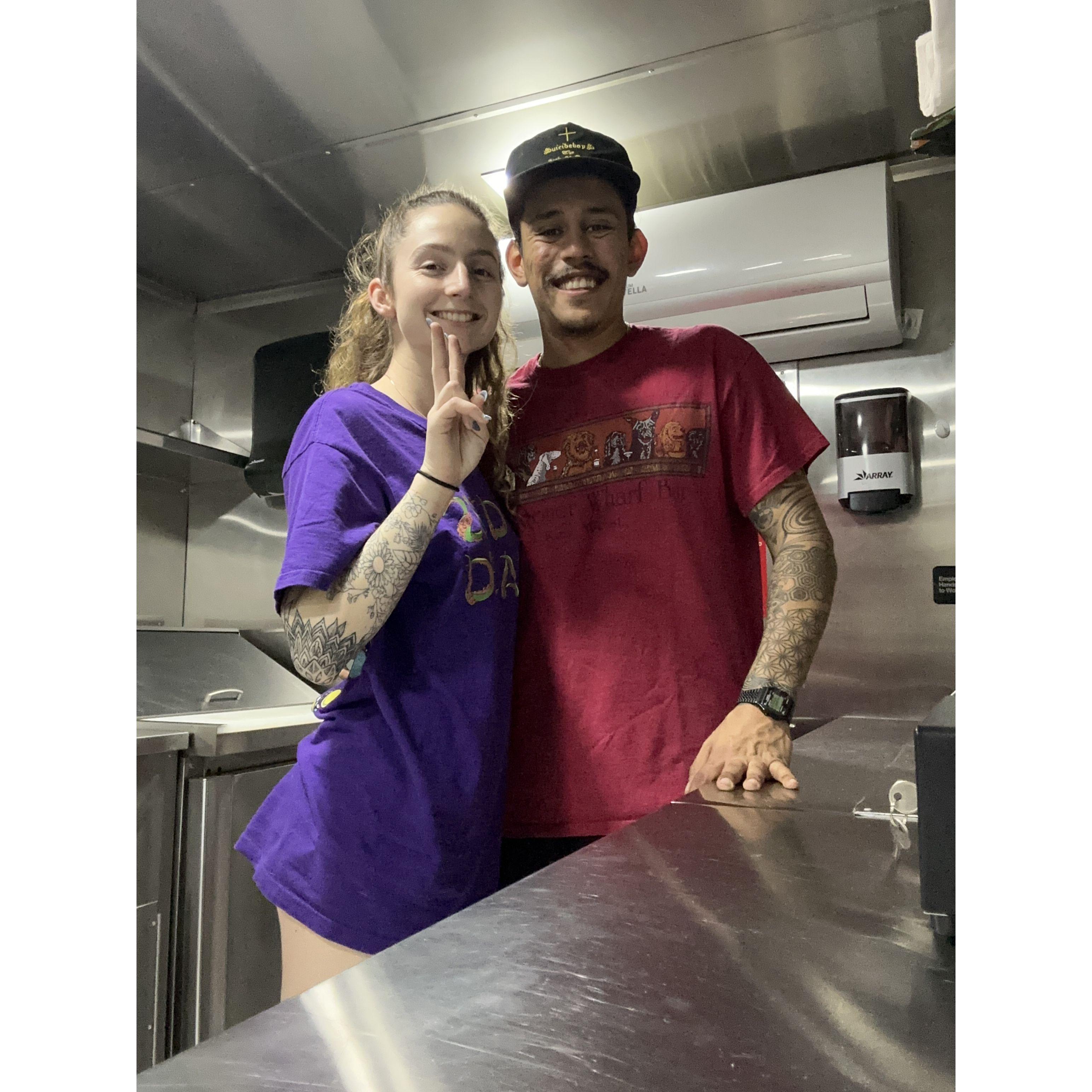 Pictured in our new food truck, The Waggin' Wiggle!