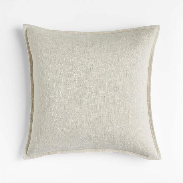 Ivory 20"x20" Organic Laundered Linen Throw Pillow Cover