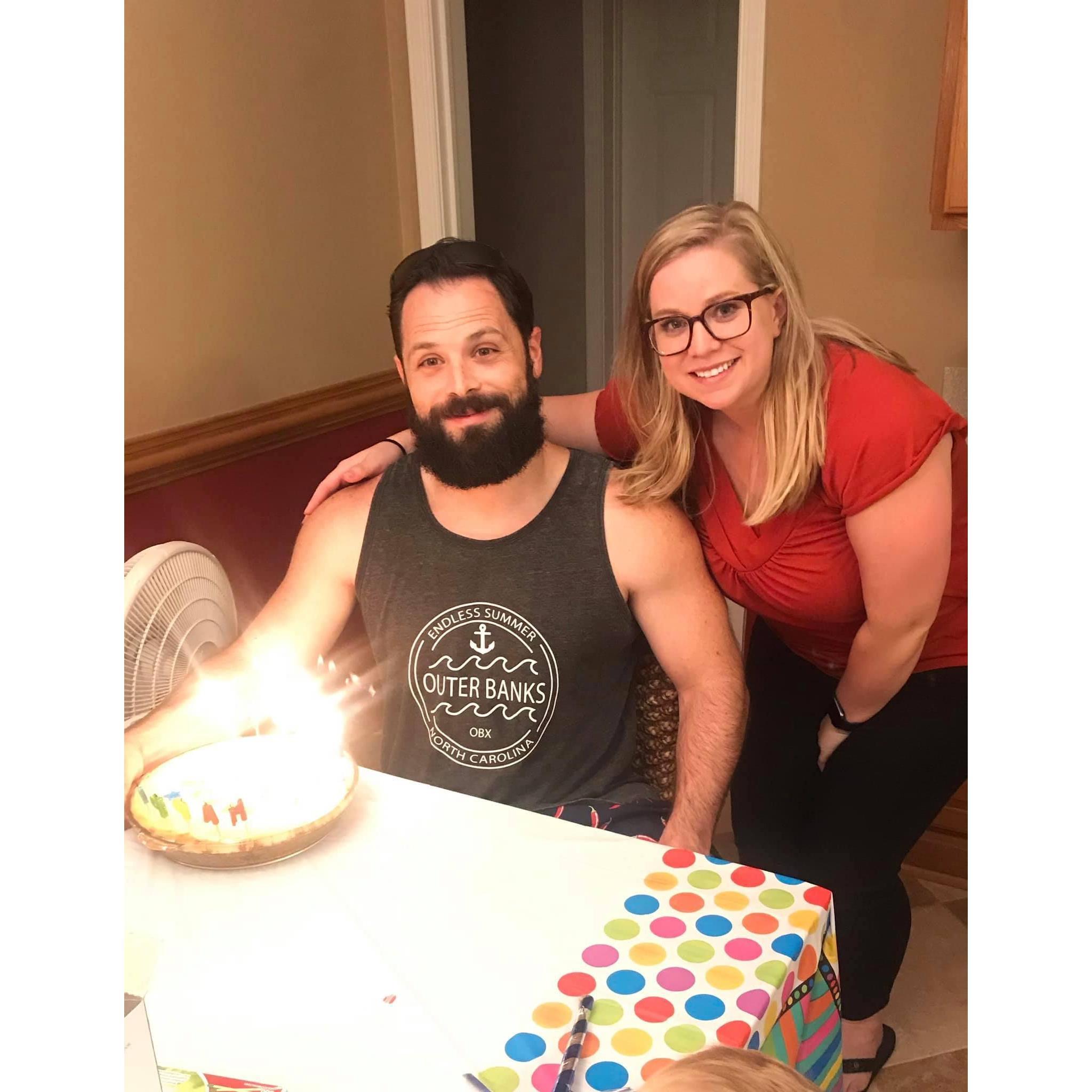 Birthday celebration at Sandra and Joe Frevele's house.
